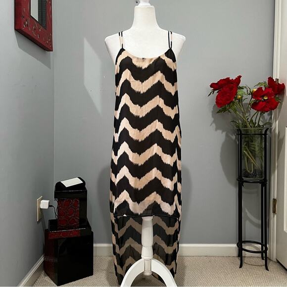 NEW Amber Blue Two Tone Contrast Striped Hi Lo Spaghetti Strap Maxi Dress S NWT - Picture 6 of 15